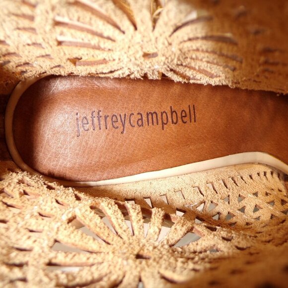 Jeffrey Campbell Rodillo Wedge Sandals Size 9 Tan Leather Lace Up #1257 - Picture 8 of 10